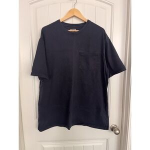 Duluth Trading Co Mens Large Tall Longtail T-Shirt Navy Blue Pocket Tee LT